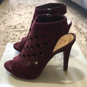 Jessica Simpson ANIECE Burgundy Suede Heels 7.5